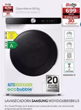 Oferta de Samsung - Lavasecadora WD11DG6B85BKU3  por 699€ en Tien 21