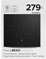 Oferta de Beko - Placa H163205MT por 279€ en Tien 21