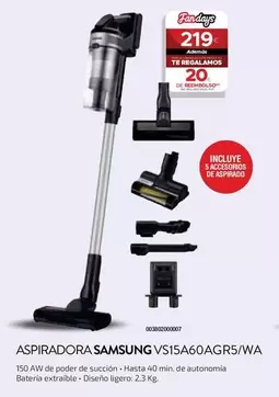 Oferta de Samsung - Aspiradora Vs15a60agr5/wa por 219€ en Tien 21