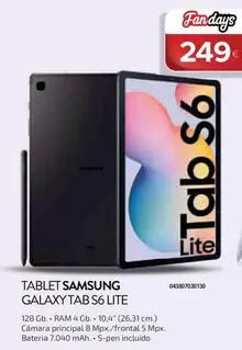 Oferta de Samsung - Tablet Galaxy Tab S6 Lite por 249€ en Tien 21