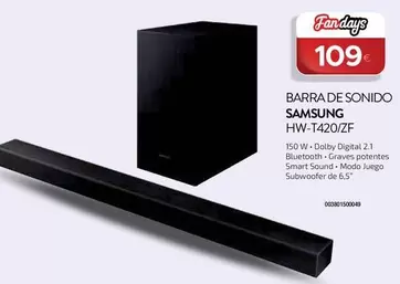 Oferta de Samsung - Barra De Sonido HW-T420/ZF por 109€ en Tien 21