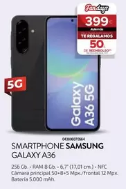 Oferta de Samsung - Smartphone Galaxy A36 por 399€ en Tien 21