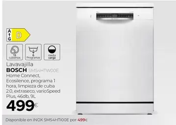Oferta de Bosch - Lavavajilla por 499€ en Tien 21