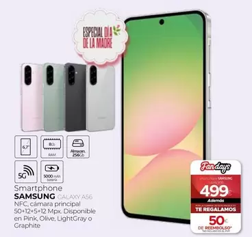 Oferta de Samsung - Smartphone Galaxy A56 por 499€ en Tien 21