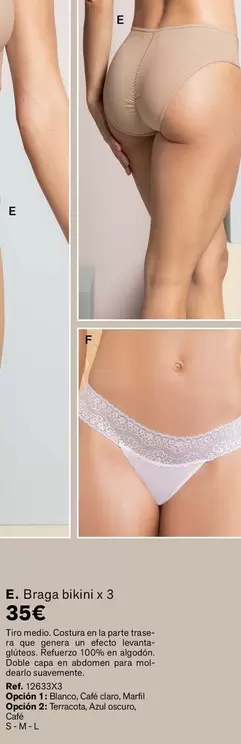 Oferta de  Braga Bikini X 3 por 35€ en Leonisa