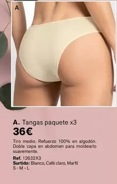 Oferta de Blanco - Tangas Paquete X3 por 36€ en Leonisa