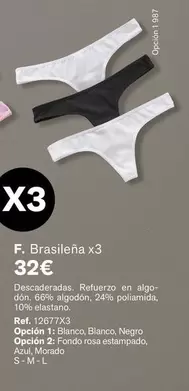 Oferta de Blanco - Brasileña X3 por 32€ en Leonisa