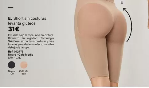 Oferta de Short Sin Costuras Levanta Glúteos por 31€ en Leonisa