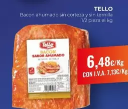 Oferta de Tello - Bacon Ahumado Sin Corteza Y Sin Ternilla por 6,48€ en CashDiplo