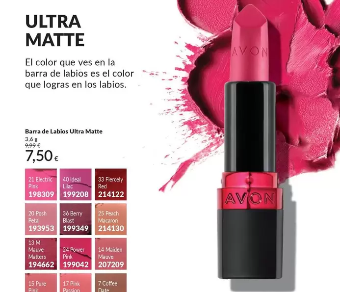 Oferta de Barra De Labios Ultra Matte por 7,5€ en AVON