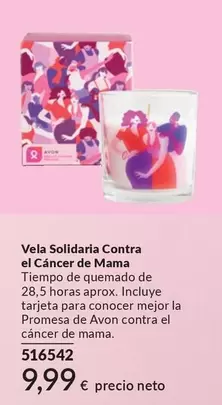 Oferta de Avon - Vela Solidaria Contra El Cancer De Mama por 9,99€ en AVON
