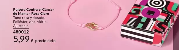 Oferta de Pulsera Contra El Cáncer De Mama , Rosa Claro por 5,99€ en AVON