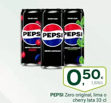 Oferta de Pepsi - Zero Original, Lima O Cherry Lata por 0,5€ en Supermercados Dani