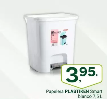 Oferta de Plastiken - Papelera Smart Blanco por 3,95€ en Supermercados Dani