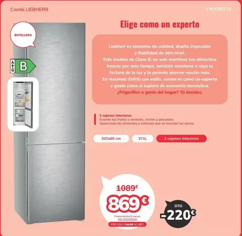 Oferta de Liebherr - Combi por 869€ en Mi electro