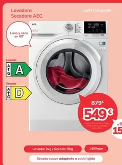 Oferta de AEG - Lavadora Secadora Lwr7194m2ab por 549€ en Mi electro