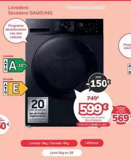 Oferta de Samsung - Lavadora Wd90dg5g341bbec por 599€ en Mi electro