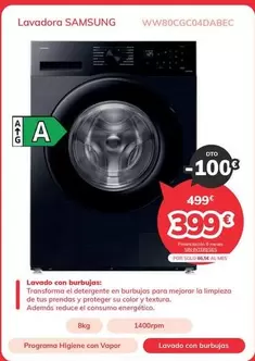 Oferta de Samsung - Lavadora Ww80cgc04dabec por 399€ en Mi electro