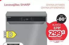 Oferta de Sharp - Lavavajillas QWNA11F49DI por 299€ en Mi electro