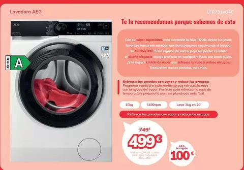 Oferta de AEG - Lavadora por 499€ en Mi electro
