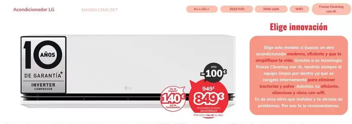 Oferta de LG - Elige Innovacion por 849€ en Mi electro