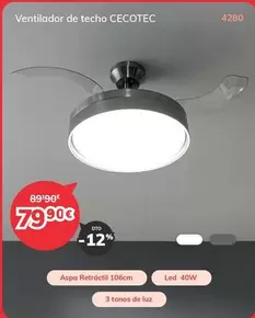 Oferta de Cecotec - Ventilador De Techo por 79,9€ en Mi electro