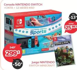 Oferta de Nintendo SWITCH  - Consola + Cinta + 12 Meses Nso por 299€ en Mi electro