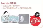 Oferta de Nasa - Mochila  Teclado + Raton + Alfombrilla + Auricular por 19,99€ en Mi electro