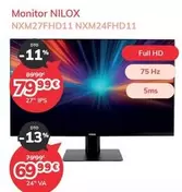 Oferta de Nilox - Monitor NXM27FHD11 NXM24FHD11 por 69,99€ en Mi electro