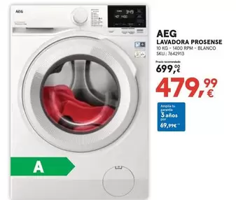 Oferta de AEG - Lavadora Prosense por 479,99€ en Worten