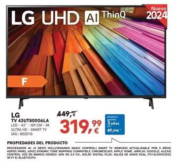 Oferta de LG - Proriedades Del Producto por 319,99€ en Worten