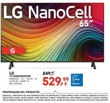 Oferta de LG - Tv 65nano82tgb por 529,99€ en Worten