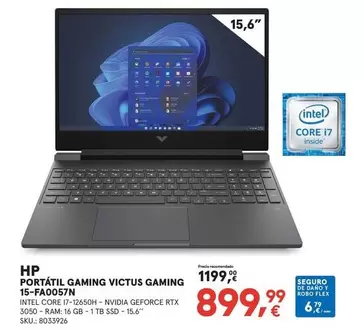 Oferta de Intel - Portatil Gaming Victus Gaming 15-FA0057n por 899,99€ en Worten
