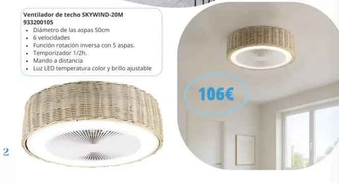 Oferta de Ventilador De Techo Skywind-20m 933200105 por 106€ en Coinfer