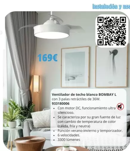 Oferta de Blanco - Ventilador De Techo por 169€ en Coinfer