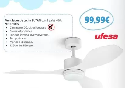 Oferta de Ufesa - Ventilador De Techo por 99,99€ en Coinfer