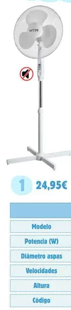 Oferta de HTW - Ventiladores De Pie por 24,95€ en Coinfer