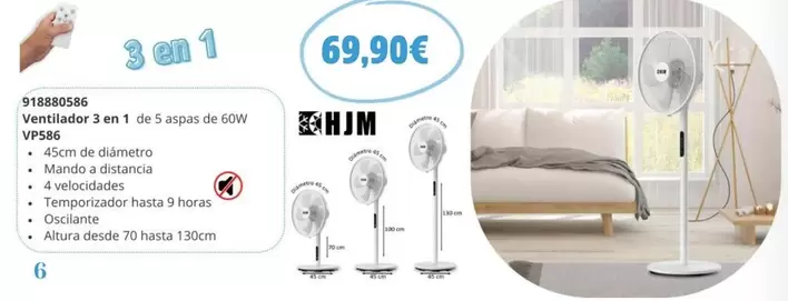 Oferta de HJM - Ventilador 3 En 1 por 69,9€ en Coinfer