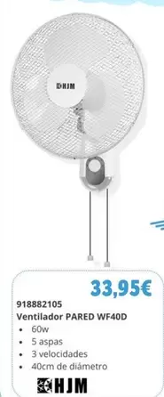 Oferta de HJM - Ventilador Pared WF40D por 33,95€ en Coinfer