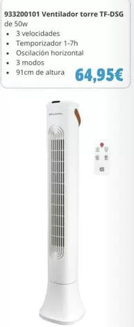 Oferta de 933200101 Ventilador Torre TF-DSG por 64,95€ en Coinfer