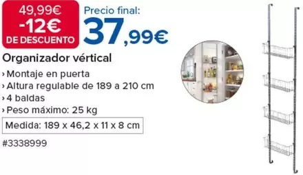 Oferta de Organizador Vertical por 37,99€ en Costco