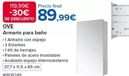 Oferta de Armario Para Baño por 89,99€ en Costco