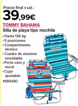 Oferta de Silla De Playa Tipo Mochila por 39,99€ en Costco