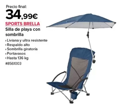 Oferta de Liviana - Silla De Playa Con Sombrilla por 34,99€ en Costco