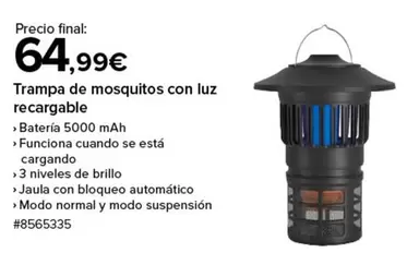 Oferta de Funciona - Trampa De Mosquitos Con Luz Recargable por 64,99€ en Costco