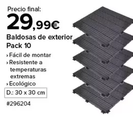 Oferta de Baldosas De Exterior Pack 10 por 29,99€ en Costco