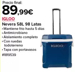 Oferta de Nevera 58l 98 Latas por 89,99€ en Costco
