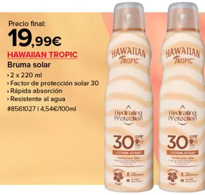 Oferta de Hawaiian Tropic - Bruma Solar por 19,99€ en Costco