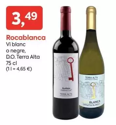 Oferta de Vi Blanc O Negre, D.o. Terra Alta por 3,49€ en Suma Supermercados