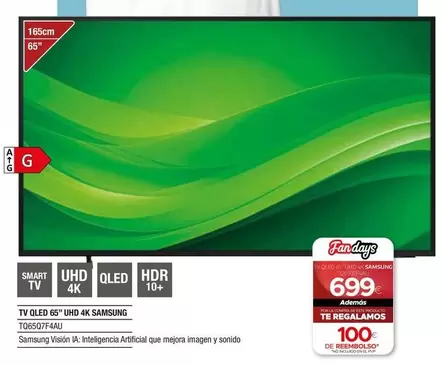 Oferta de Samsung - Tv Qled 65" Uhd 4k por 699€ en Milar